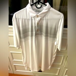 Greg Norman Collection White and Gray Performance Polo Shirt